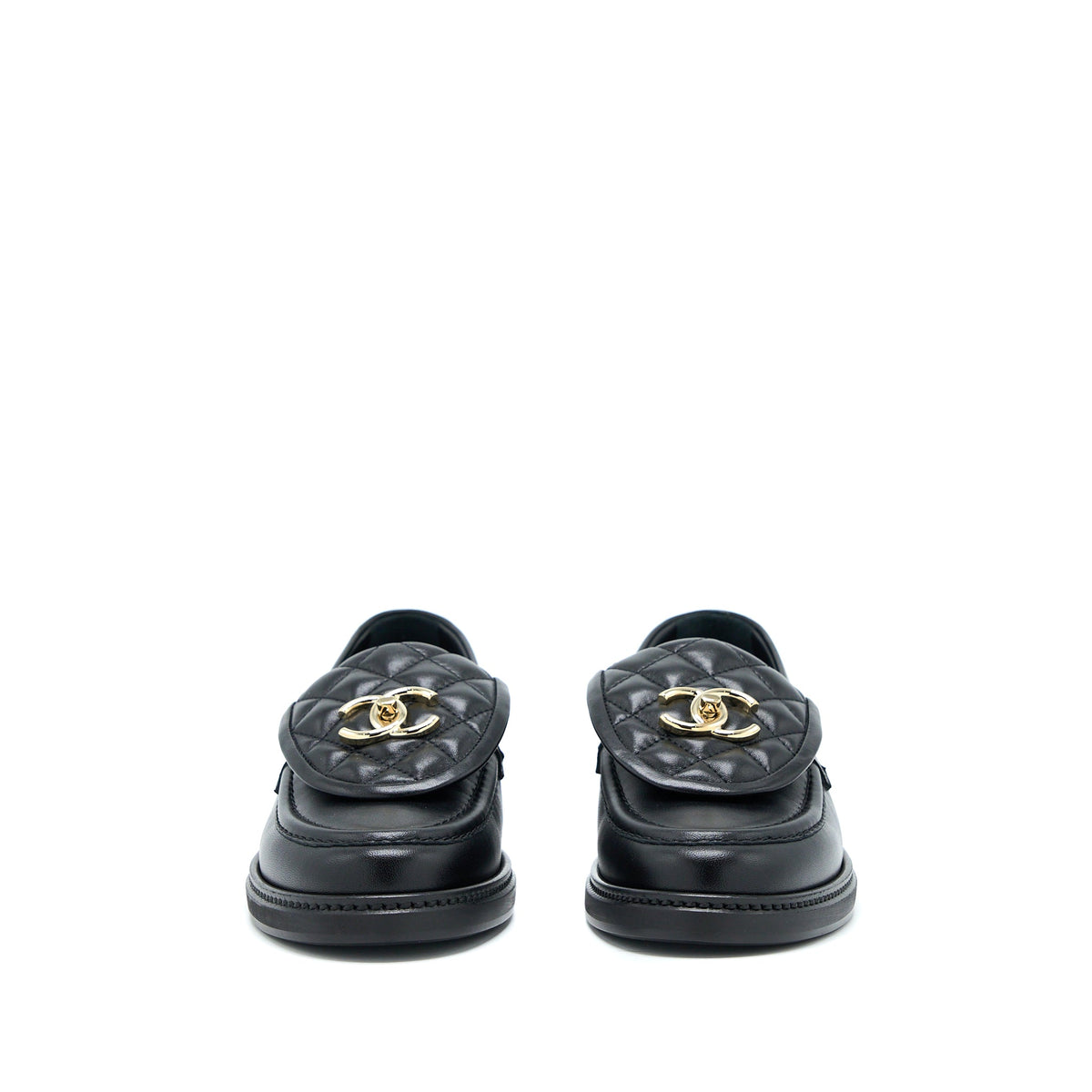 chanel-size-38-cc-turnlock-loafers-black-quilted-leather-lghw