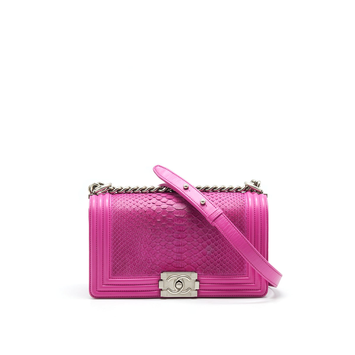 chanel-medium-le-boy-flap-bag-in-python-leather-pink-with-brushed-shw-1