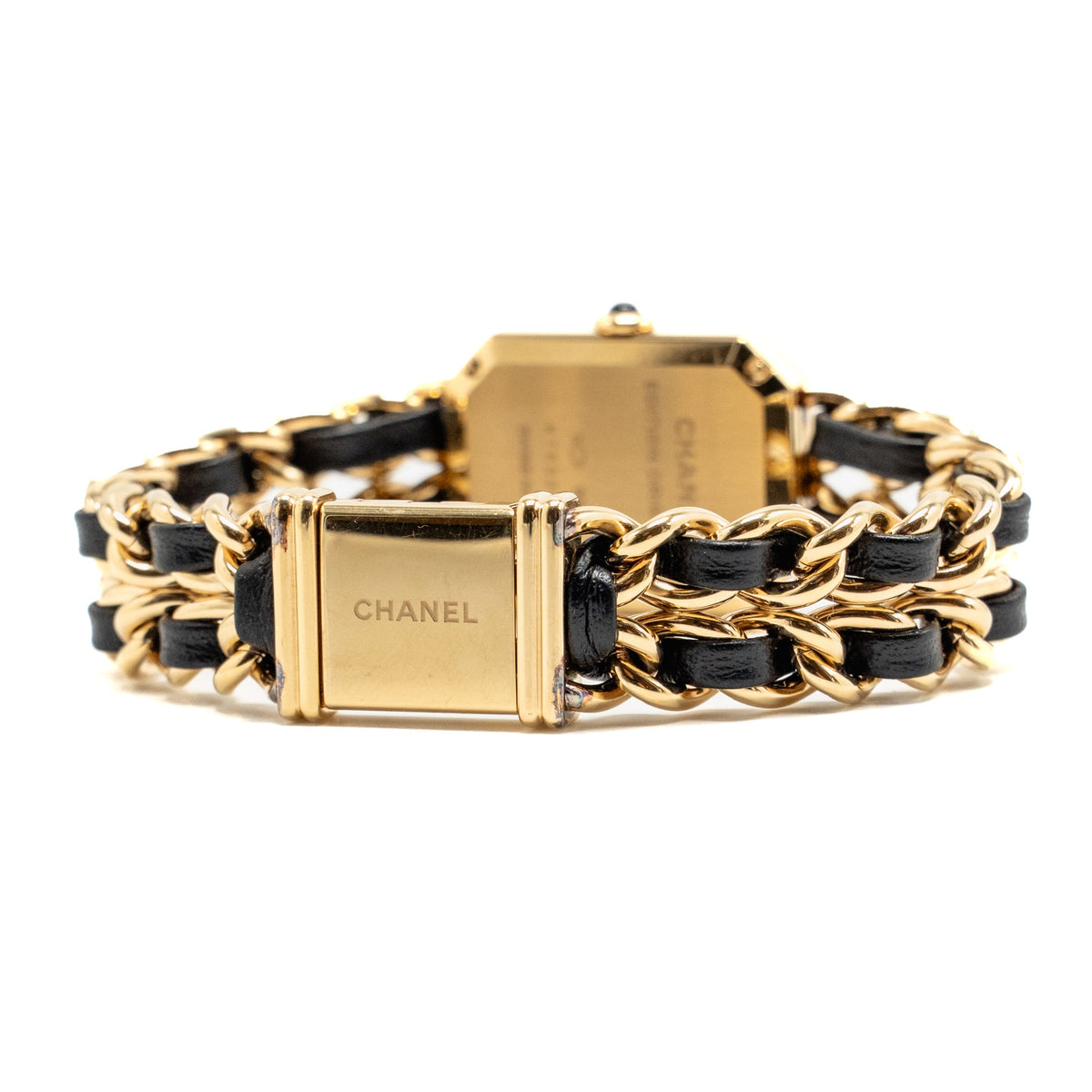 chanel-size-m-prTrevaliee-edition-originals-watch-steel-coated-with-yellow-gold-black-leather-black-lacquered-dial