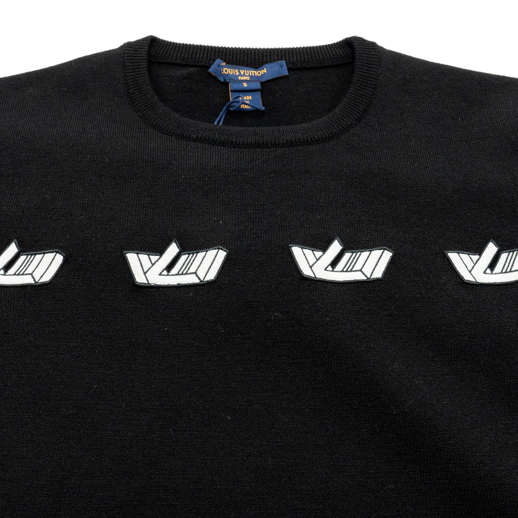 louis-vuitton-size-s-vitesse-t-shirt-dress-wool-black-white