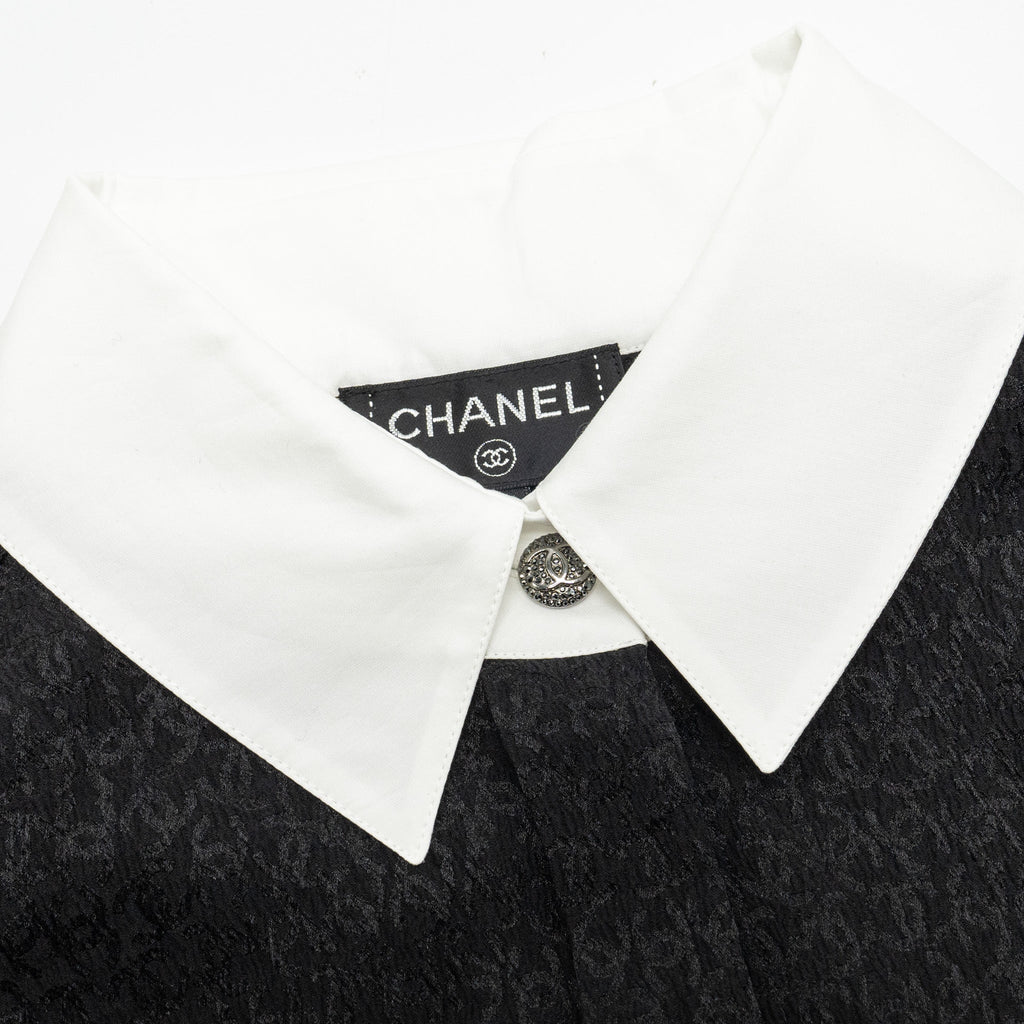 chanel-21k-size-36-cc-logo-printed-tunic-shirt-silk-black-white