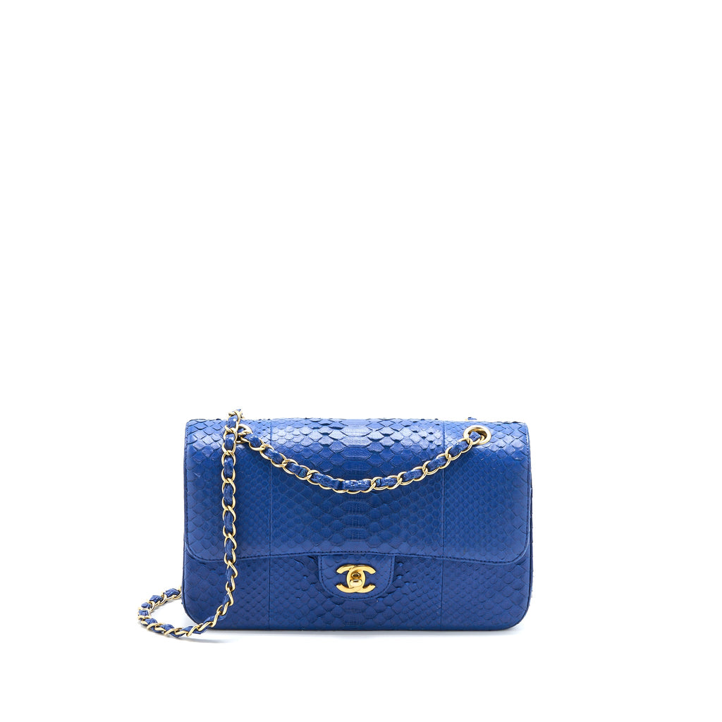 chanel-medium-classic-double-flap-bag-python-blue-ghw