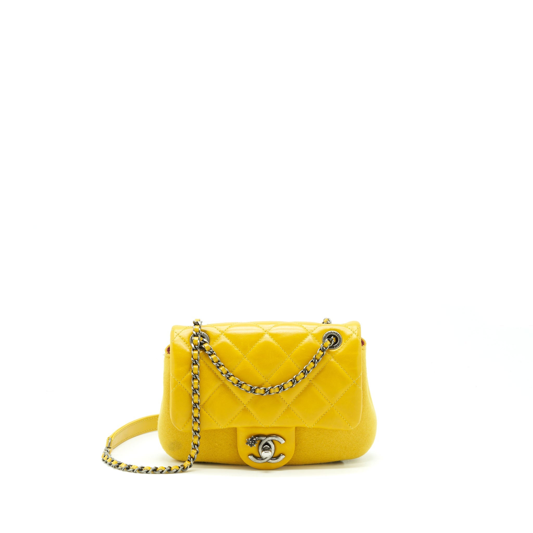 chanel-seasonal-limited-flap-bag-leather-and-fabric-yellow-with-ruthenium-hardware