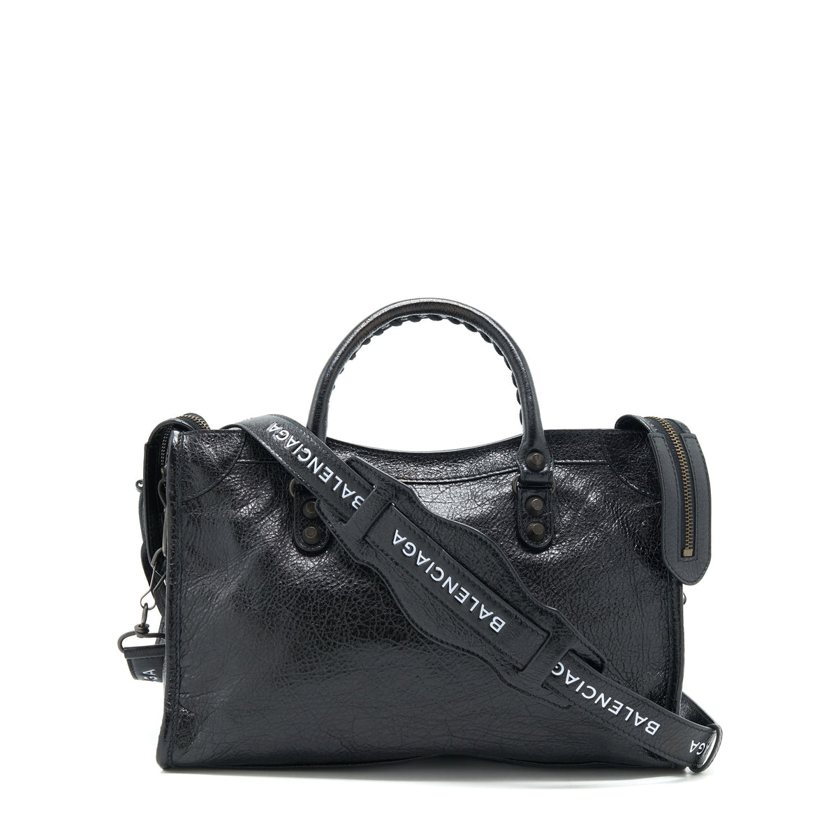 balenciaga-small-classic-city-crossbody-bag-black-with-logo-print-strap