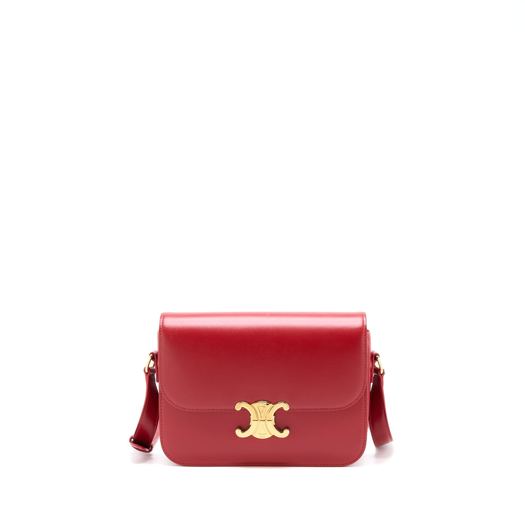 celine-medium-classique-triomphe-bag-shiny-calfskin-red-ghw