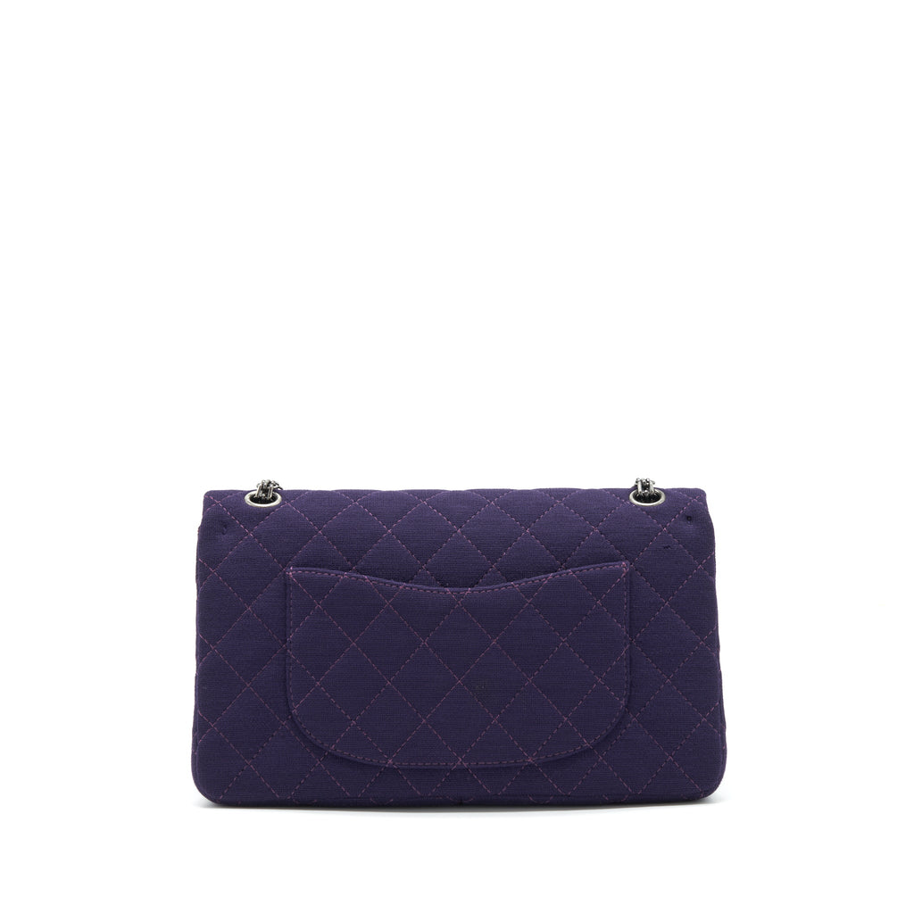 chanel-2-55-reissue-227-double-flap-bag-fabric-purple-ruthenium-sliver-hardware