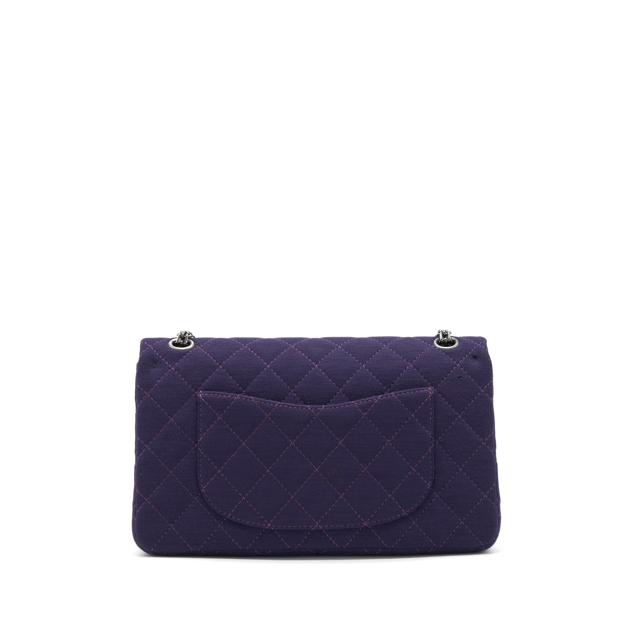 chanel-2-55-reissue-227-double-flap-bag-fabric-purple-ruthenium-sliver-hardware