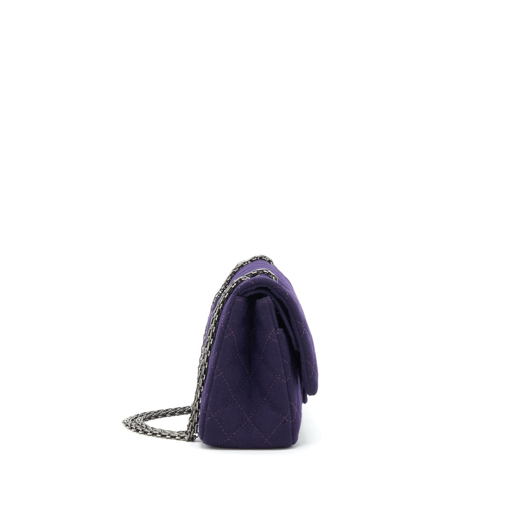 chanel-2-55-reissue-227-double-flap-bag-fabric-purple-ruthenium-sliver-hardware