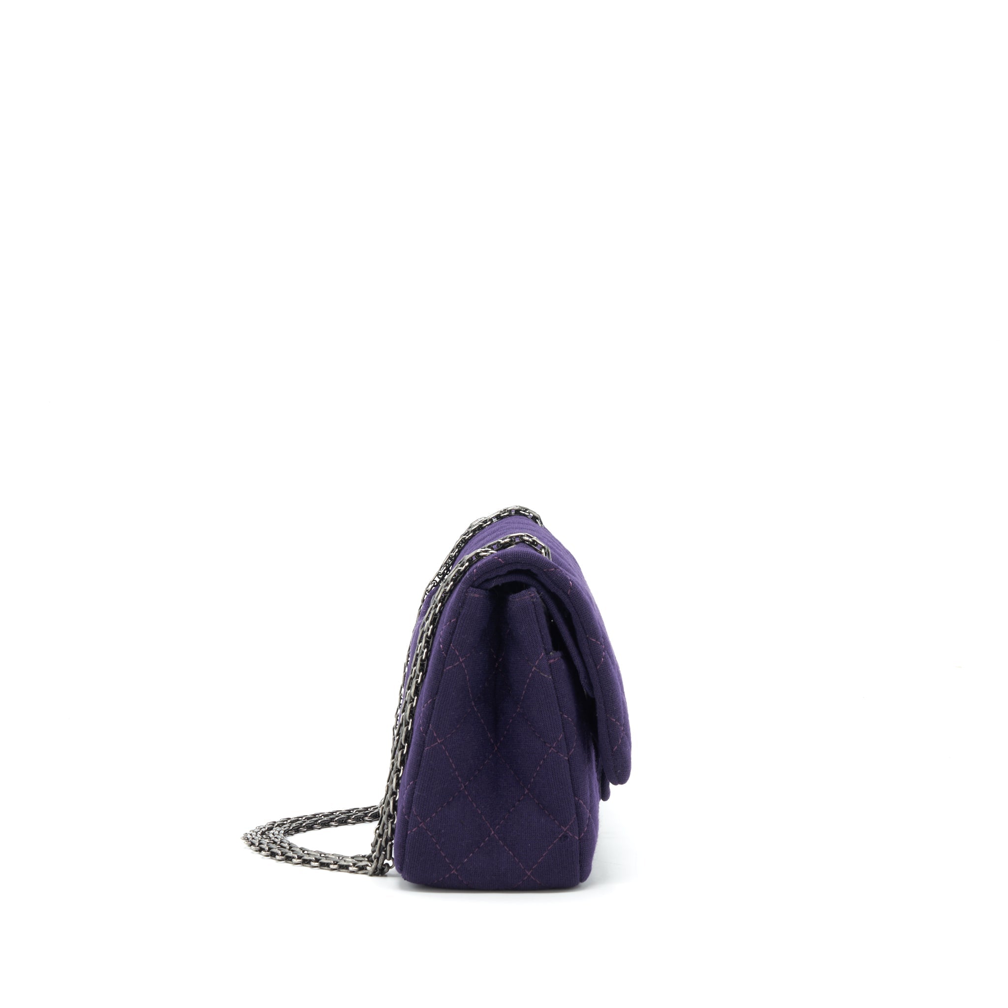 chanel-2-55-reissue-227-double-flap-bag-fabric-purple-ruthenium-sliver-hardware