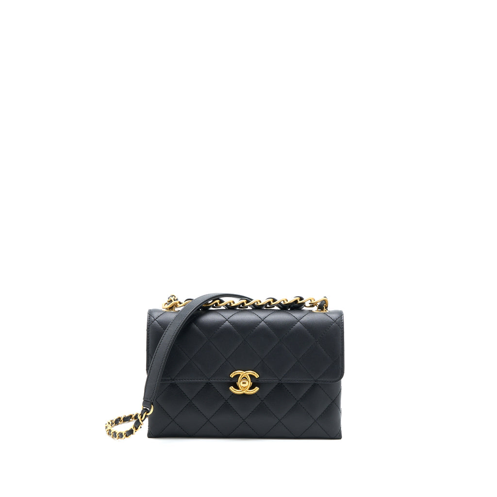 chanel-handle-flap-bag-leather-chain-calfskin-black-brushed-ghw-microchip