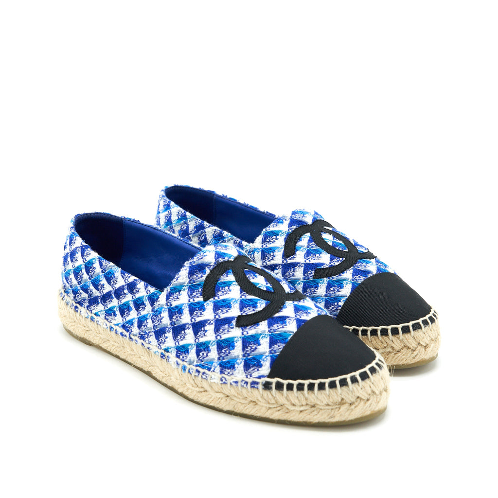 chanel-espadrilles-size38-black-blue-tweed