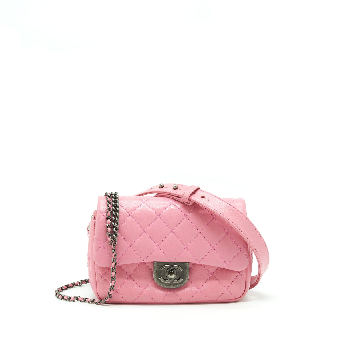 chanel-quilted-flap-cross-body-bag-pink-with-ruthenium-hardware