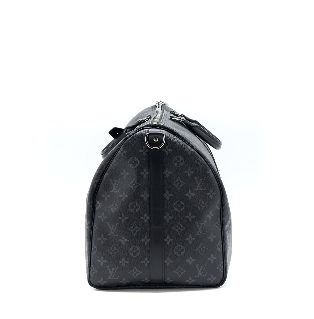 LOUIS VUITTON KEEPALL 55 WITH SHOULDER STRAP MONOGRAM ECLIPSE CANVAS SHW