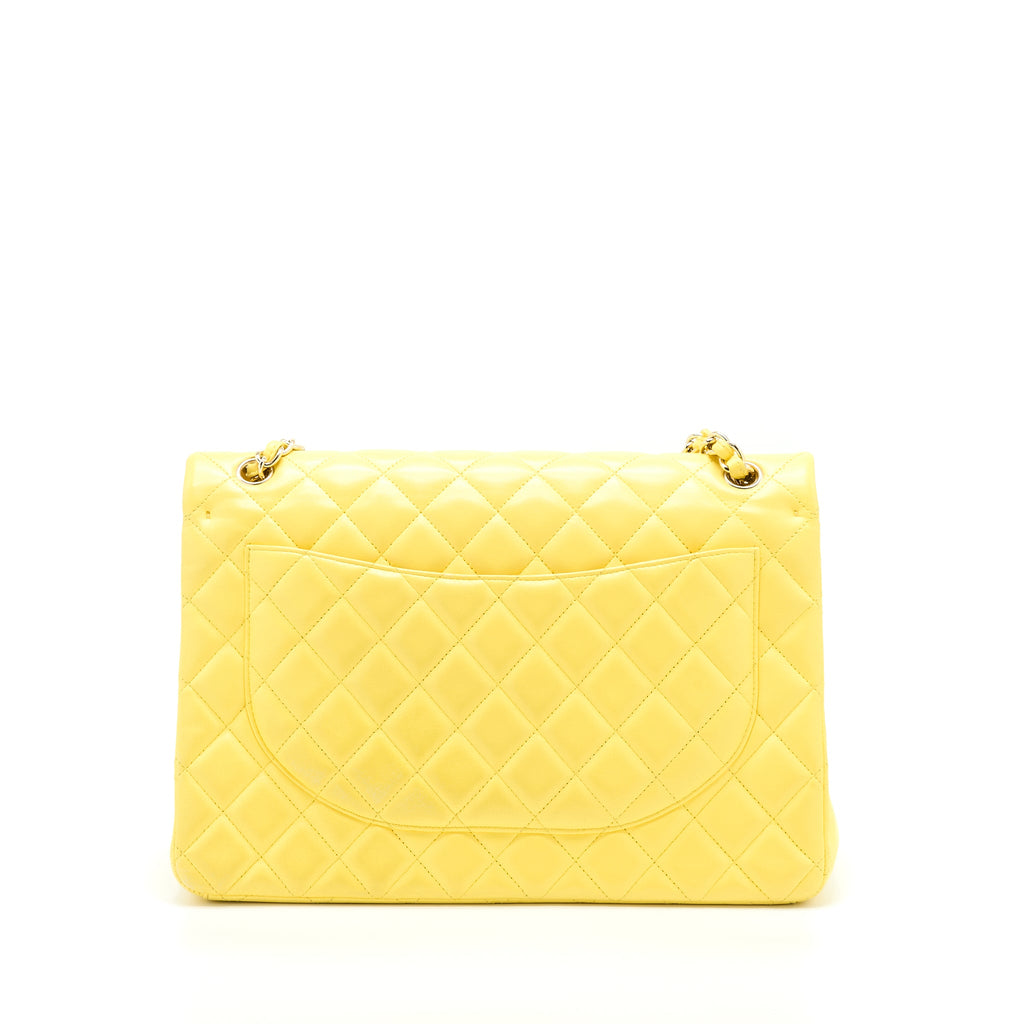 chanel-maxi-classic-double-flap-bag-lambskin-yellow-lghw