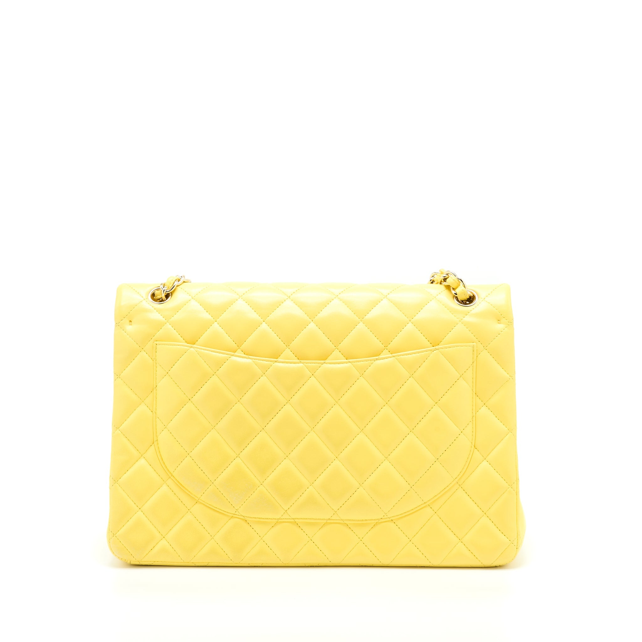 chanel-maxi-classic-double-flap-bag-lambskin-yellow-lghw