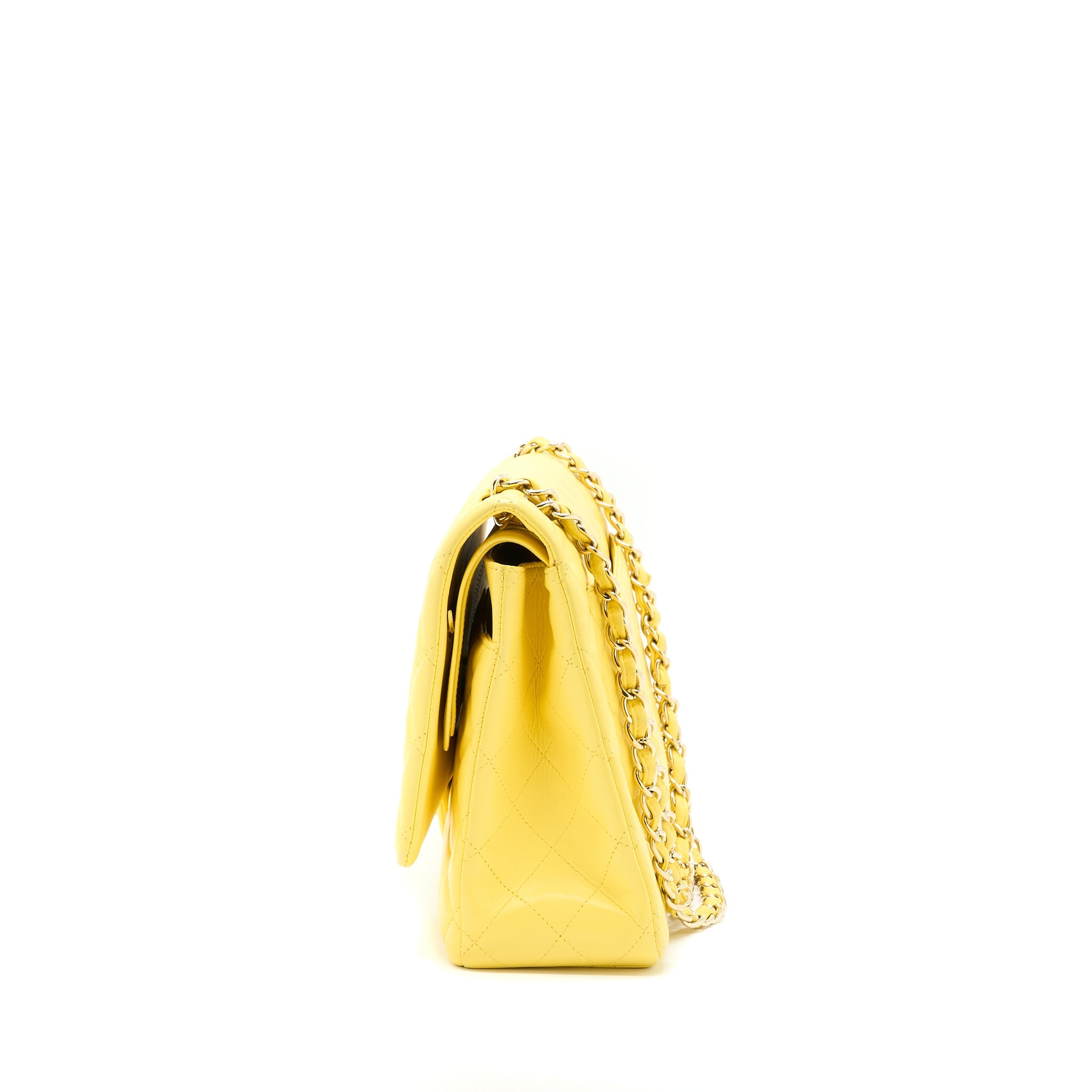 chanel-maxi-classic-double-flap-bag-lambskin-yellow-lghw