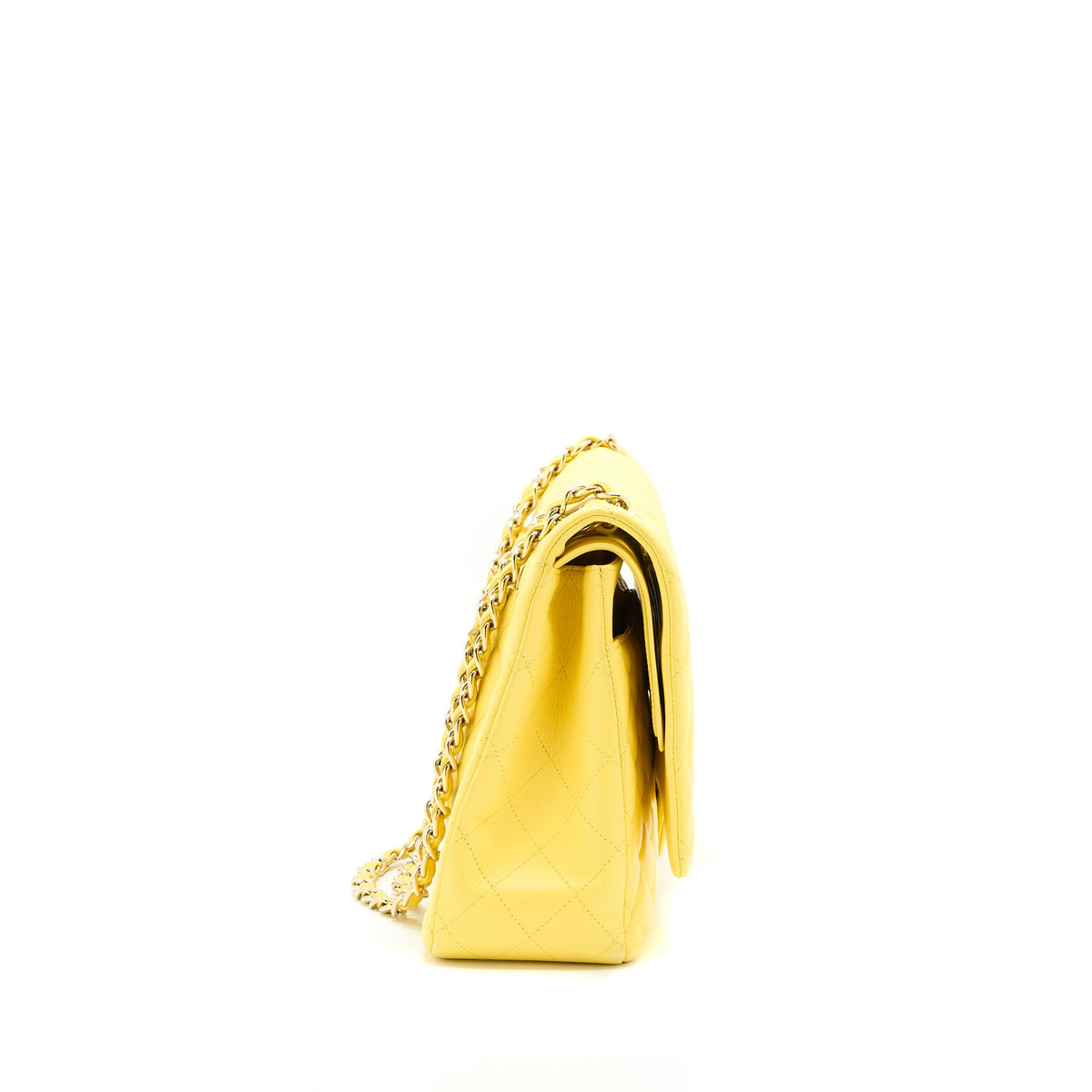 chanel-maxi-classic-double-flap-bag-lambskin-yellow-lghw