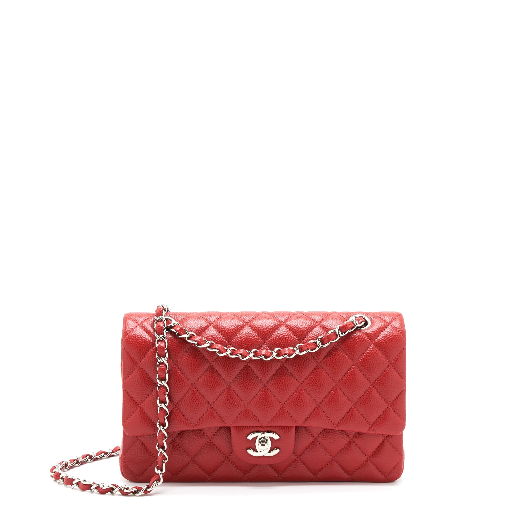 chanel-classic-double-flap-bag-caviar-red-shw