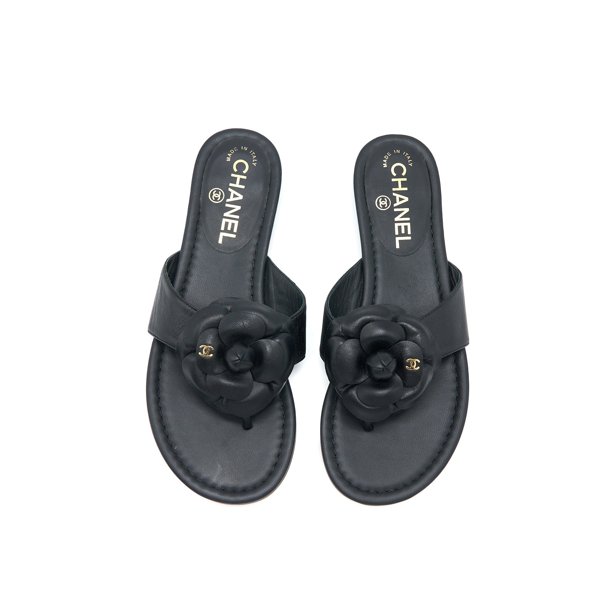 chanel-size-36-camelia-sandal-black-gold-tone