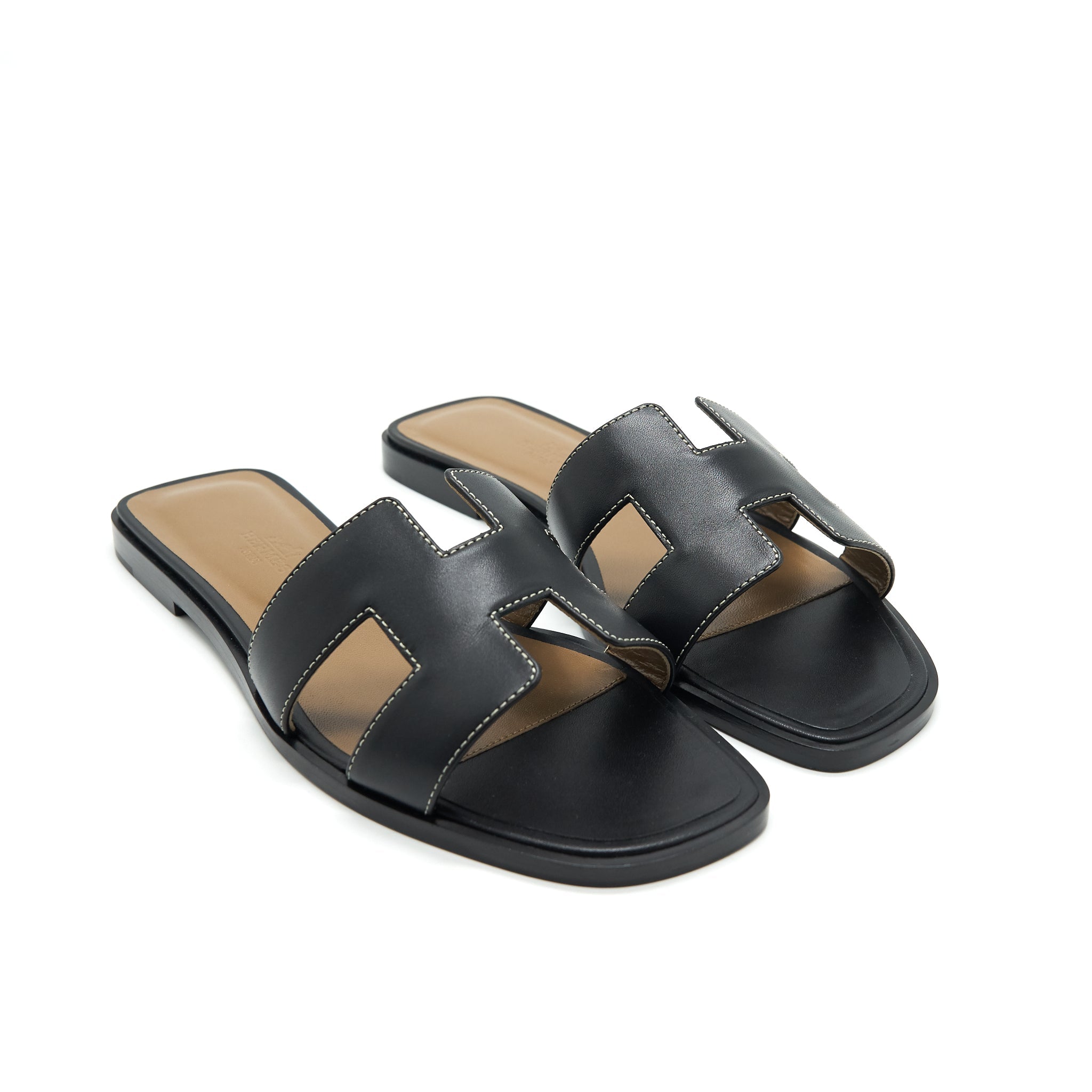 hermes-oran-sandals-black-size38