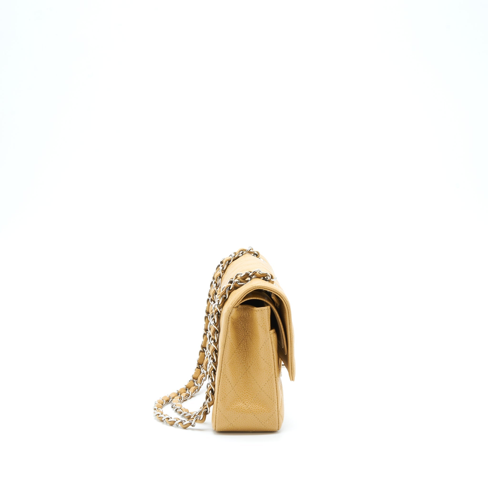 chanel-medium-classic-double-flap-bag-caviar-dark-beige-shw