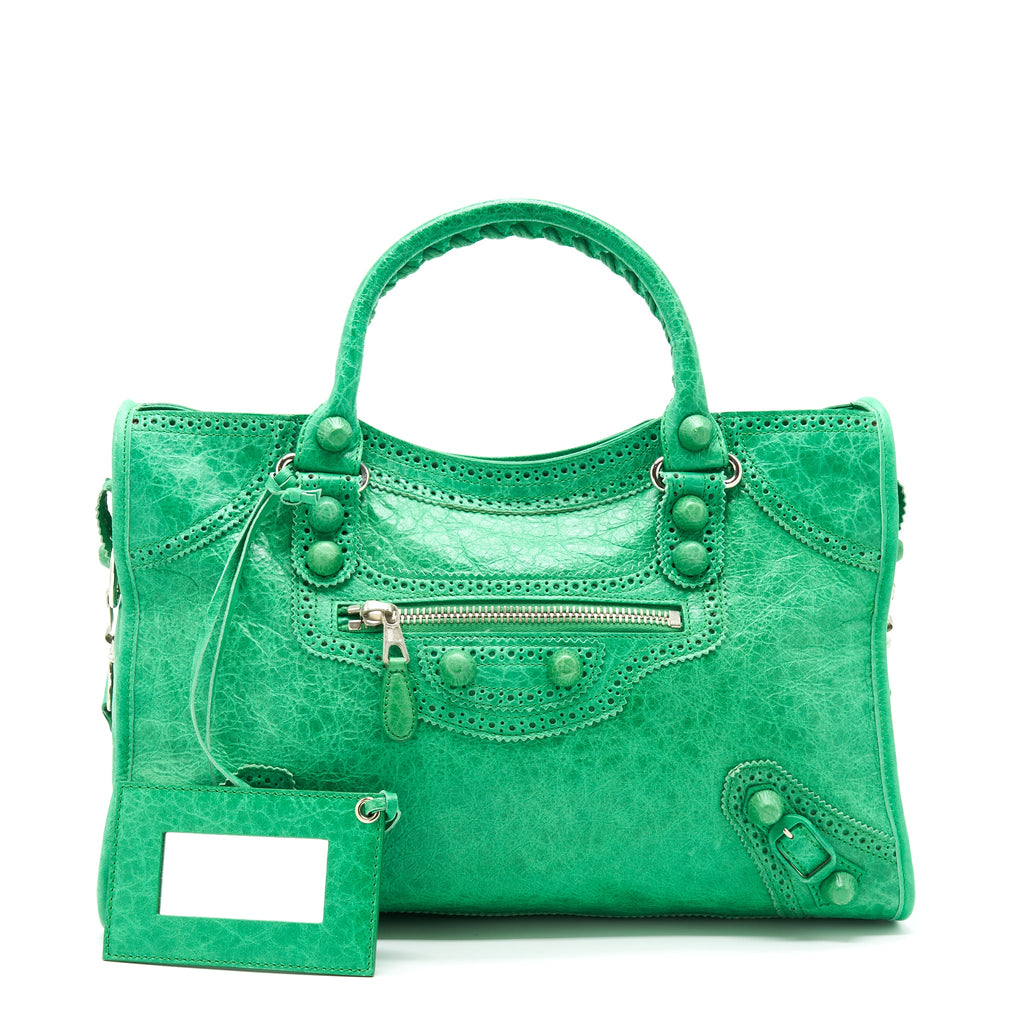 balenciaga-lace-city-bag-green-shw