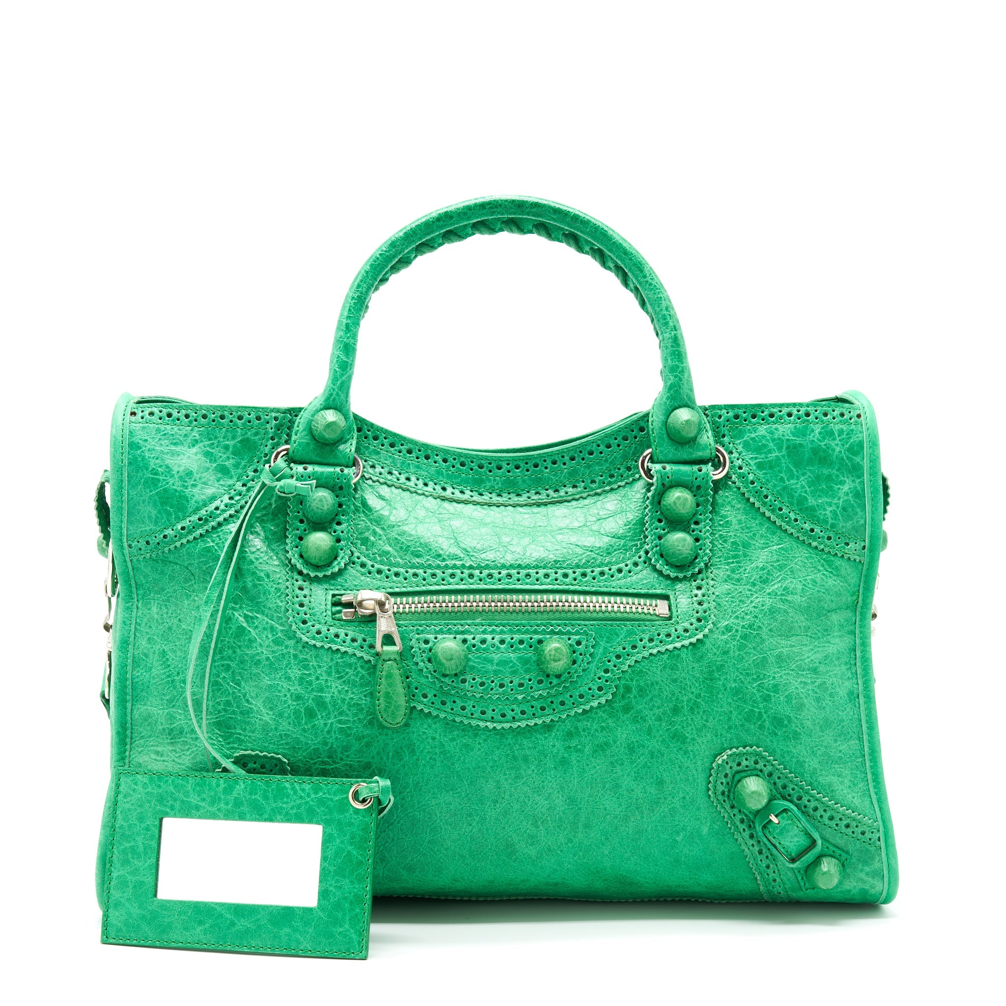 balenciaga-lace-city-bag-green-shw