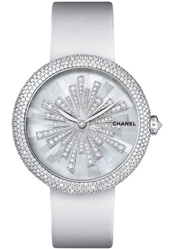 chanel-mademoiselle-privz-automatic-watch-white-gold-diamond-case-pearl-marquetry-and-sun-motif-diamond-dial-white-satin-strap-h4530