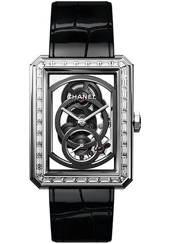 chanel-boyafriend-skeleton-manual-wind-watch-large-white-gold-case-diamond-bezel-black-strap-limited-edition-of-55-h6433