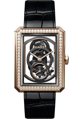 chanel-boyafriend-skeleton-manual-wind-watch-large-beige-gold-case-diamond-bezel-black-strap-h6595