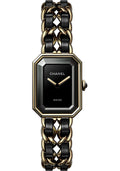 chanel-premi-re-ƒdition-originale-steel-case-black-dial-steel-chain-bracelet-coated-with-18k-yellow-gold-0-1-micron-interwoven-with-black-leather-strap-steel-chain-bracelet-h6951