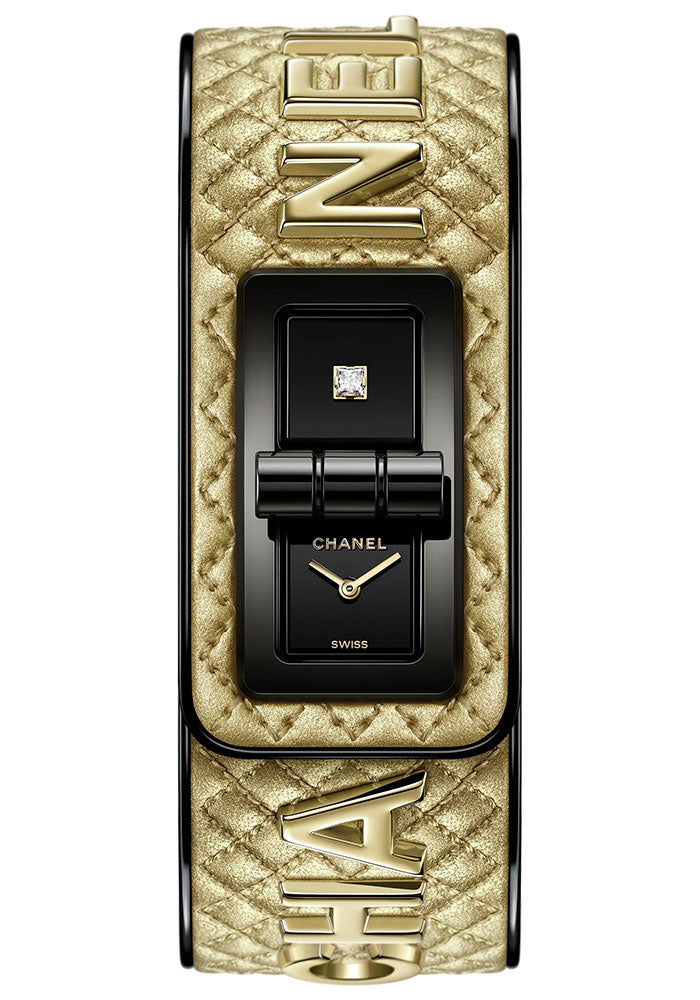 chanel-code-coco-cybergold-quartz-watch-steel-case-black-dial-golden-quilted-strap-h7945