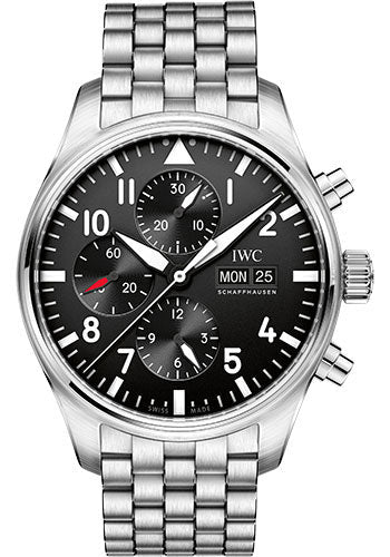 iwc-pilots-watch-chronograph-43-mm-stainless-steel-case-black-dial-steel-bracelet-iw377710