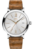 iwc-portofino-midsize-automatic-watch-37-mm-stainless-steel-case-silver-dial-light-brown-alligator-strap-iw458101