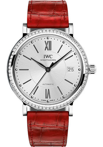 iwc-portofino-midsize-automatic-watch-37-mm-stainless-steel-case-silver-dial-red-alligator-strap-iw458109