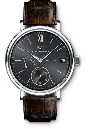 iwc-portofino-hand-wound-eight-days-watch-45-mm-stainless-steel-case-black-dial-dark-brown-alligator-strap-iw510102
