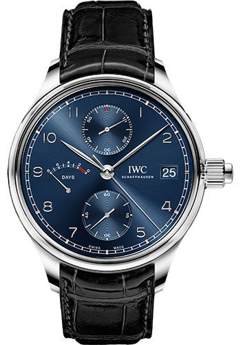 iwc-portugieser-hand-wound-monopusher-edition-laureus-sport-for-good-watch-46-0-mm-stainless-steel-case-blue-dial-black-alligator-strap-iw515301