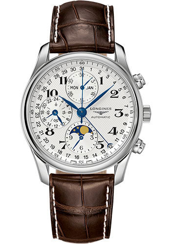 longines-master-collection-moon-phase-chronograph-small-seconds-watch-40-mm-steel-case-silver-barleycorn-arabic-dial-brown-alligator-strap-l2-673-4-78-3