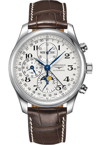 longines-master-collection-moon-phase-chronograph-small-seconds-watch-42-mm-steel-case-silver-barleycorn-arabic-dial-brown-alligator-strap-l2-773-4-78-3