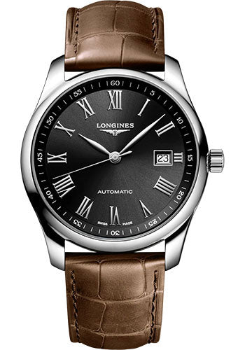 longines-master-collection-automatic-watch-40-mm-steel-case-black-roman-dial-brown-alligator-strap-l2-793-4-59-2