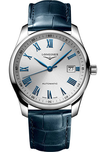longines-master-collection-automatic-watch-40-mm-steel-case-silver-roman-dial-blue-alligator-strap-l2-793-4-79-2