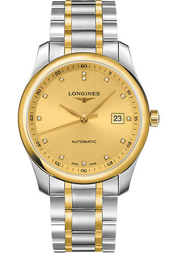 longines-master-collection-watch-40-mm-steel-and-yellow-gold-cap-200-case-gilt-diamond-dial-bracelet-l2-793-5-37-7