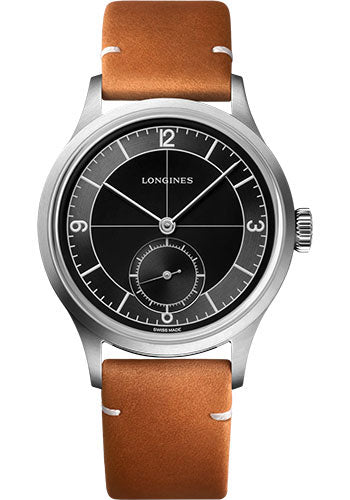 longines-heritage-classic-sector-dial-small-seconds-automatic-watch-38-5-mm-steel-case-black-arabic-dial-brown-strap-l2-828-4-53-2