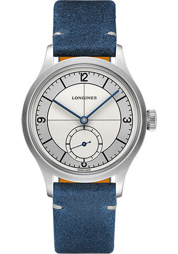 longines-heritage-classic-small-seconds-watch-38-5-mm-steel-case-silver-arabic-dial-blue-leather-strap-l2-828-4-73-2