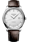 longines-master-collection-automatic-watch-42-mm-steel-case-silver-barleycorn-diamond-dial-brown-alligator-leather-strap-l2-893-4-77-3