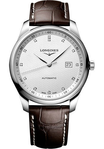 longines-master-collection-automatic-watch-42-mm-steel-case-silver-barleycorn-diamond-dial-brown-alligator-leather-strap-l2-893-4-77-3