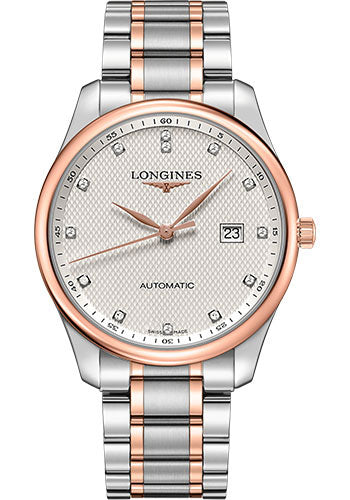 longines-master-collection-watch-42-mm-steel-and-pink-gold-cap-200-case-silver-barleycorn-diamond-dial-bracelet-l2-893-5-77-7
