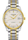 longines-master-collection-watch-42-mm-steel-and-yellow-gold-cap-200-case-silver-barleycorn-diamond-dial-bracelet-l2-893-5-97-7