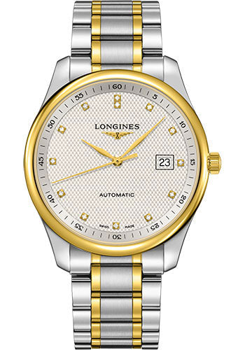 longines-master-collection-watch-42-mm-steel-and-yellow-gold-cap-200-case-silver-barleycorn-diamond-dial-bracelet-l2-893-5-97-7