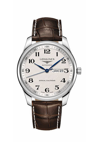 longines-master-collection-annual-calendar-watch-42-mm-steel-case-silver-barleycorn-arabic-dial-brown-alligator-strap-l2-920-4-78-3